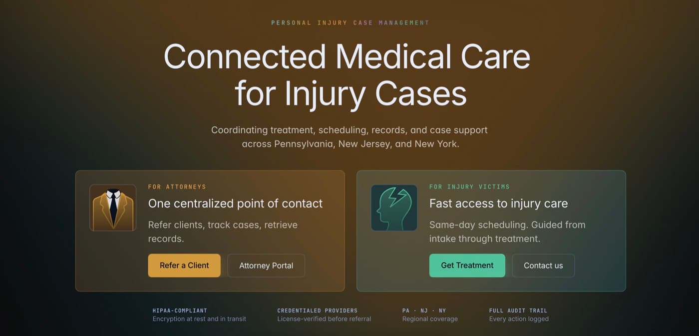 Nexus Medical Network — Legal & healthcare product built by Godelian